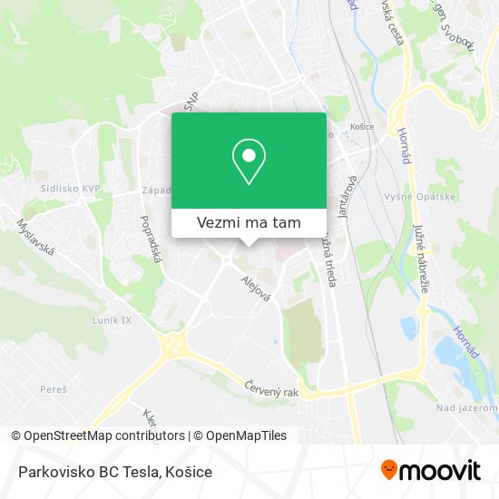 Parkovisko BC Tesla mapa