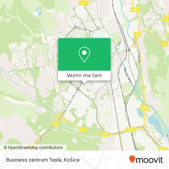 Business centrum Tesla mapa