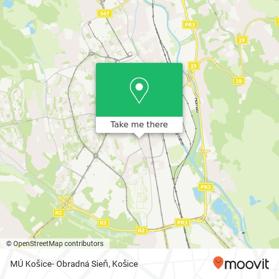 MÚ Košice- Obradná Sieň mapa