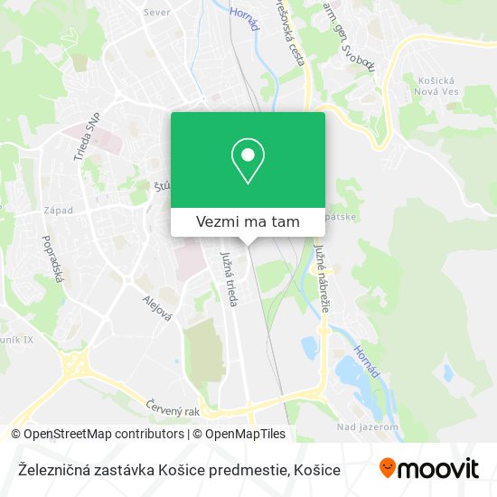Železničná zastávka Košice predmestie mapa