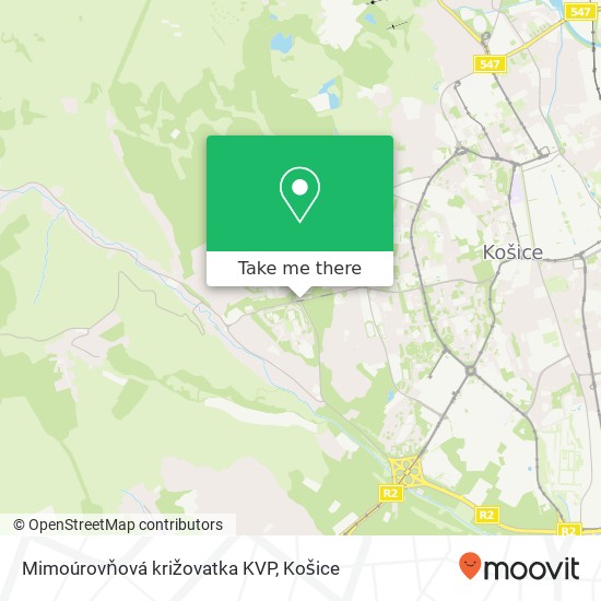 Mimoúrovňová križovatka KVP mapa