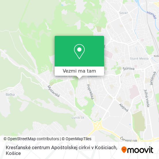 Kresťanské centrum Apoštolskej cirkvi v Košiciach mapa