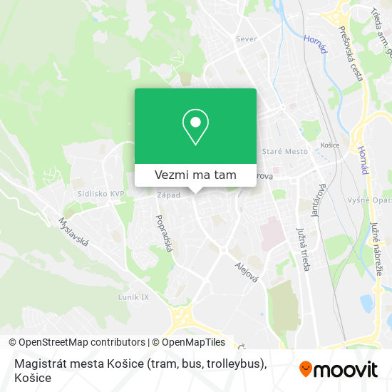 Magistrát mesta Košice (tram, bus, trolleybus) mapa