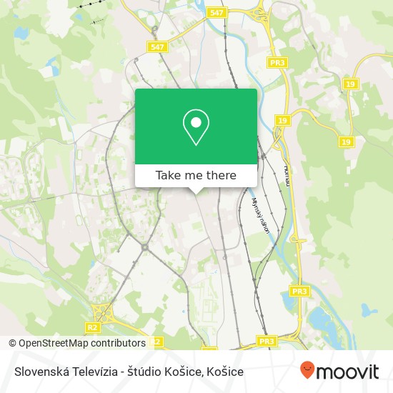 Slovenská Televízia - štúdio Košice mapa