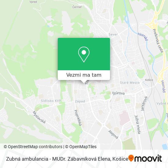 Zubná ambulancia - MUDr. Zábavníková Elena mapa