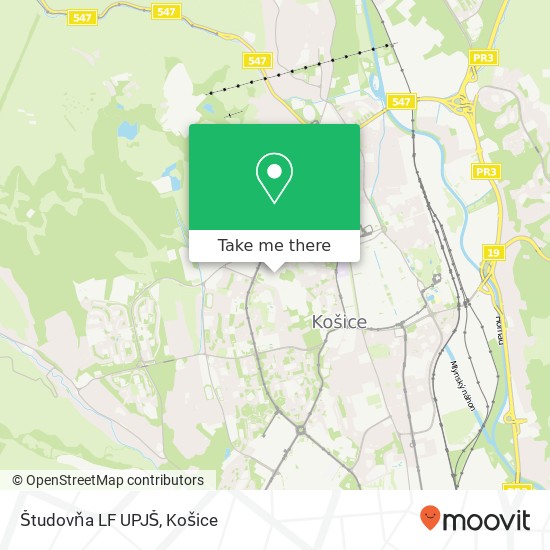 Študovňa LF UPJŠ mapa