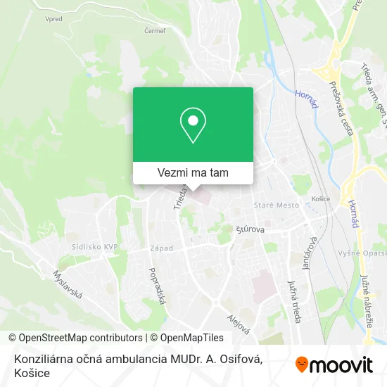 Konziliárna očná ambulancia MUDr. A. Osifová mapa