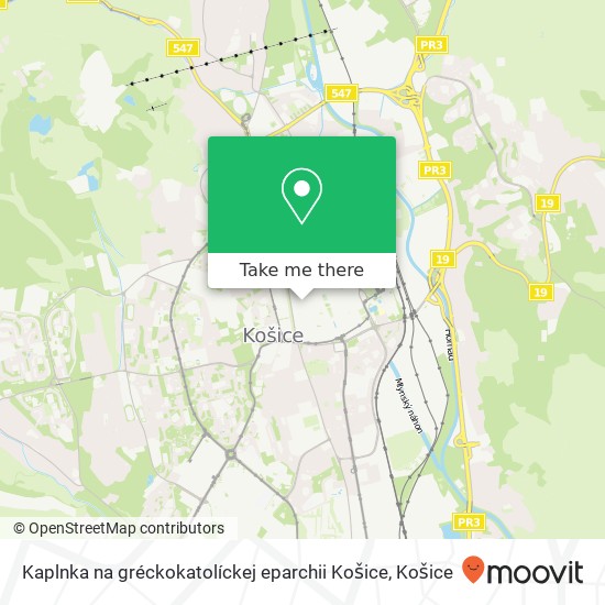 Kaplnka na gréckokatolíckej eparchii Košice mapa