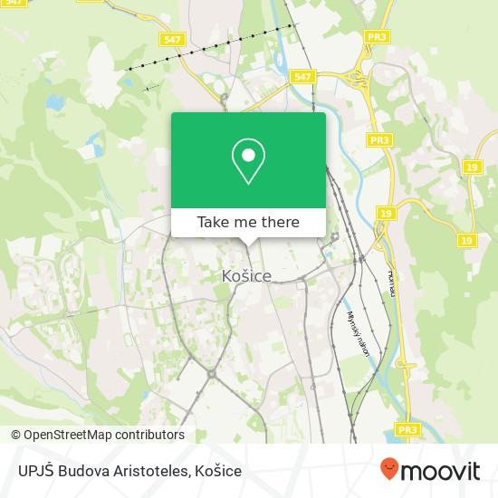 UPJŠ Budova Aristoteles mapa