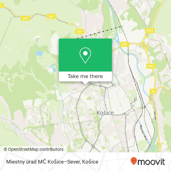 Miestny úrad MČ Košice–Sever mapa