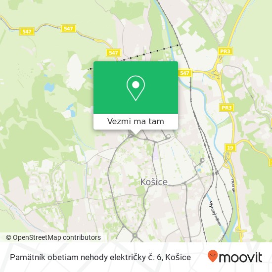 Pamätník obetiam nehody električky č. 6 mapa