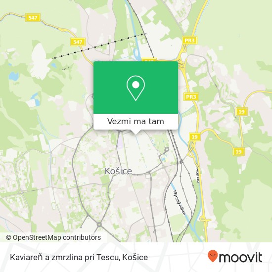 Kaviareň a zmrzlina pri Tescu mapa