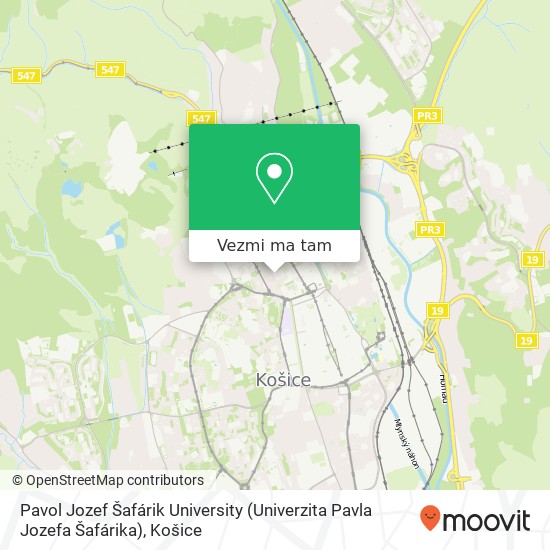 Pavol Jozef Šafárik University (Univerzita Pavla Jozefa Šafárika) mapa