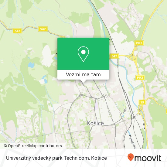 Univerzitný vedecký park Technicom mapa