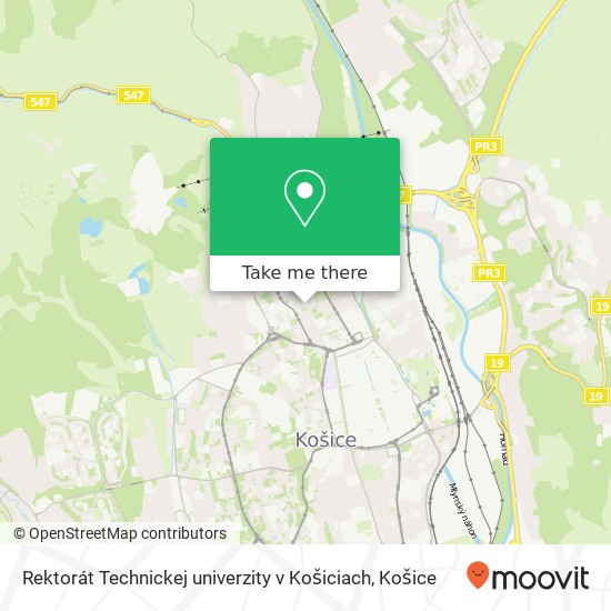 Rektorát Technickej univerzity v Košiciach mapa