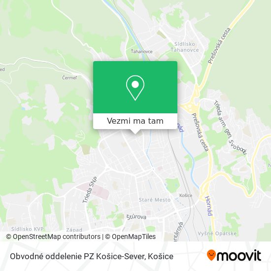 Obvodné oddelenie PZ Košice-Sever mapa