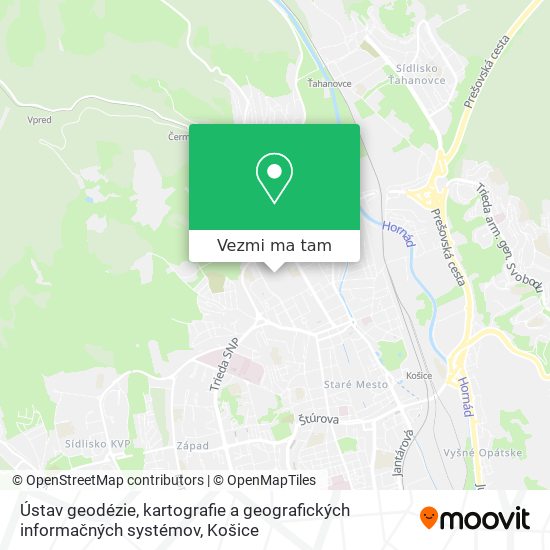 Ústav geodézie, kartografie a geografických informačných systémov mapa