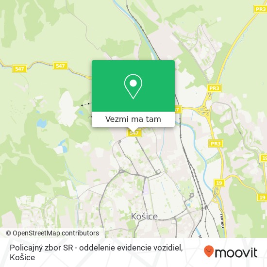 Policajný zbor SR - oddelenie evidencie vozidiel mapa