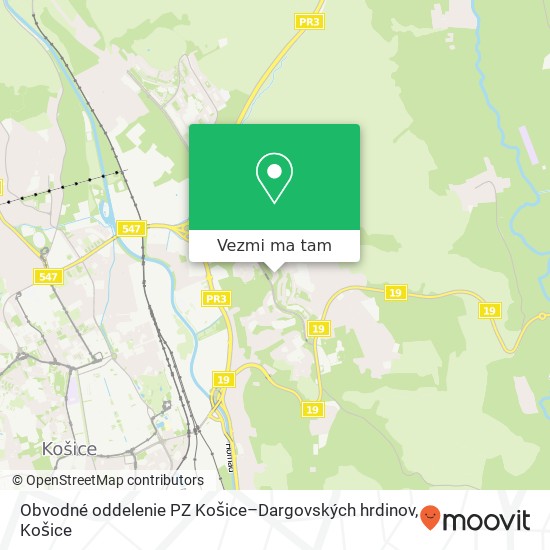 Obvodné oddelenie PZ Košice–Dargovských hrdinov mapa