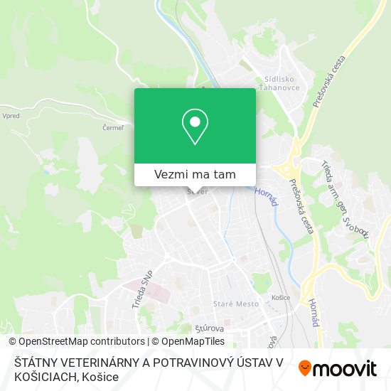 ŠTÁTNY VETERINÁRNY A POTRAVINOVÝ ÚSTAV V KOŠICIACH mapa