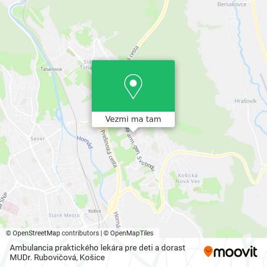 Ambulancia praktického lekára pre deti a dorast MUDr. Rubovičová mapa