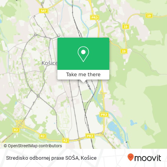 Stredisko odbornej praxe SOŠA mapa