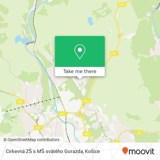 Cirkevná ZŠ s MŠ svätého Gorazda mapa