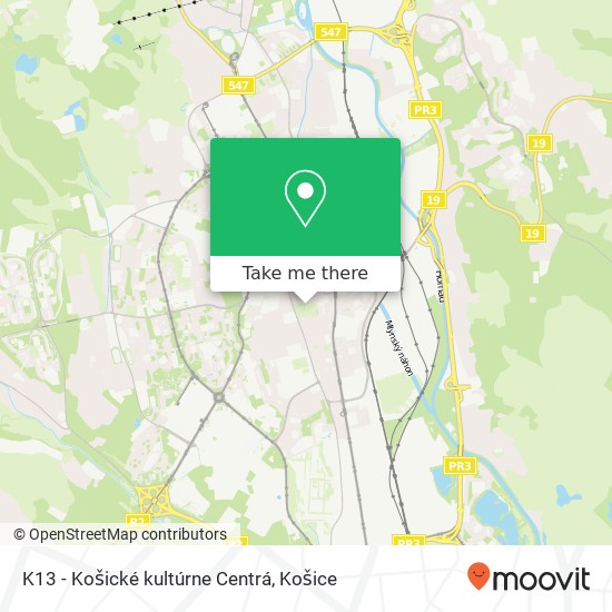 K13 - Košické kultúrne Centrá mapa