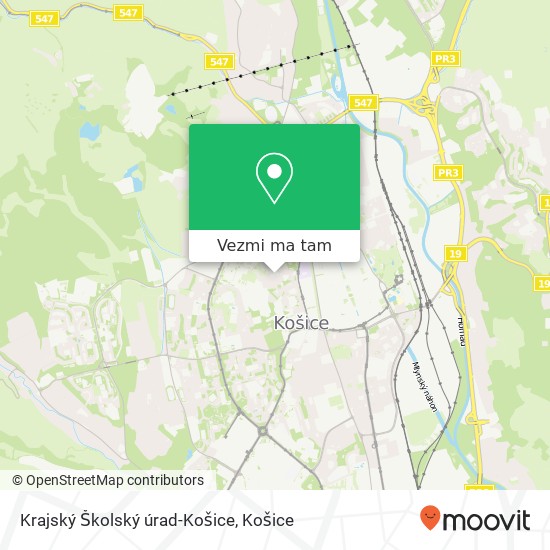 Krajský Školský úrad-Košice mapa