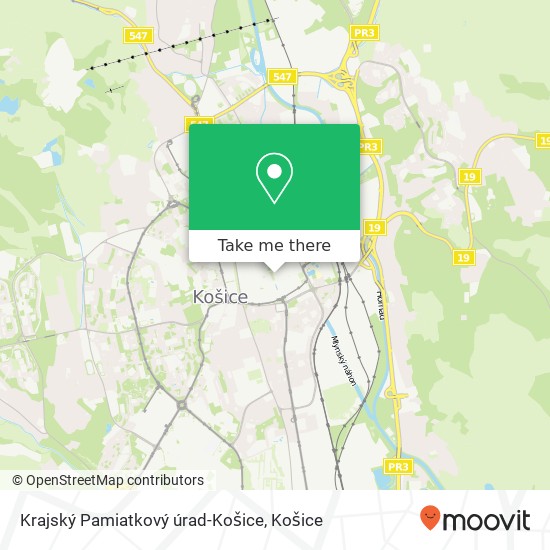 Krajský Pamiatkový úrad-Košice mapa