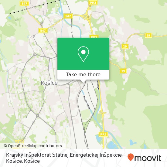 Krajský Inšpektorát Štátnej Energetickej Inšpekcie-Košice mapa