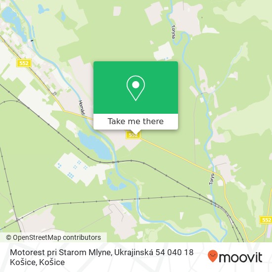 Motorest pri Starom Mlyne, Ukrajinská 54 040 18 Košice mapa