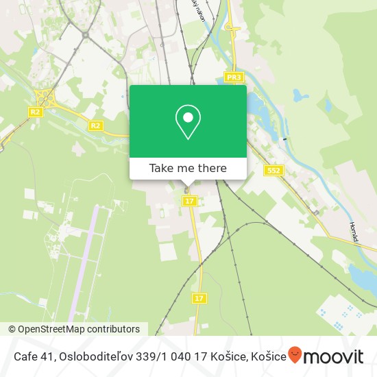 Cafe 41, Osloboditeľov 339 / 1 040 17 Košice mapa