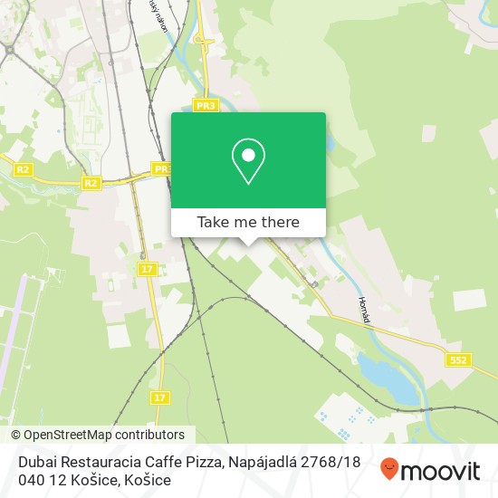 Dubai Restauracia Caffe Pizza, Napájadlá 2768 / 18 040 12 Košice mapa