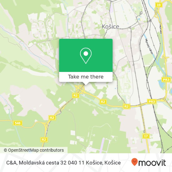 C&A, Moldavská cesta 32 040 11 Košice mapa