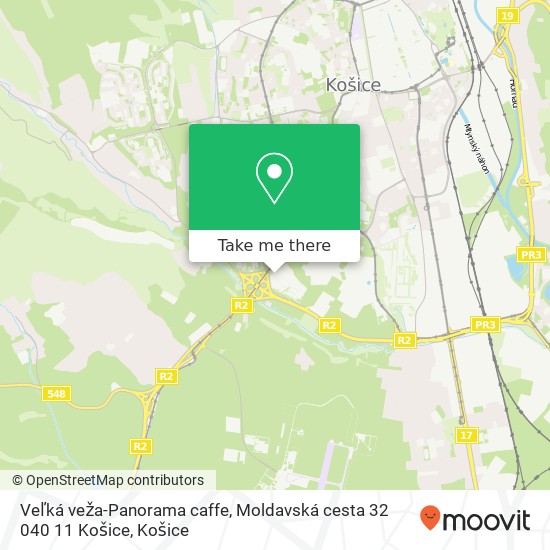 Veľká veža-Panorama caffe, Moldavská cesta 32 040 11 Košice mapa