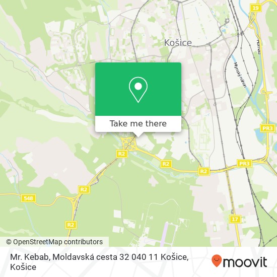 Mr. Kebab, Moldavská cesta 32 040 11 Košice mapa