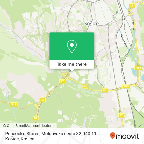 Peacock's Stores, Moldavská cesta 32 040 11 Košice mapa