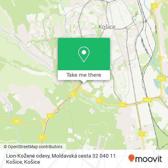 Lion-Kožené odevy, Moldavská cesta 32 040 11 Košice mapa