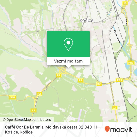 Caffé Cor De Laranja, Moldavská cesta 32 040 11 Košice mapa