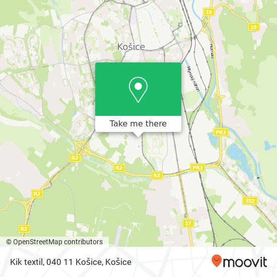 Kik textil, 040 11 Košice mapa