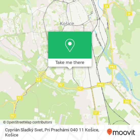 Cyprián Sladký Svet, Pri Prachárni 040 11 Košice mapa