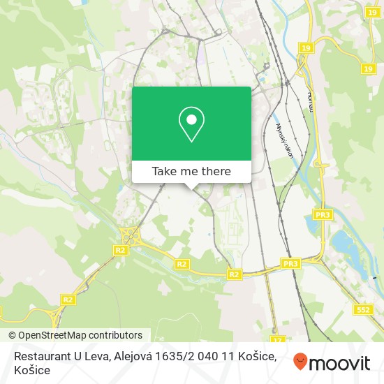 Restaurant U Leva, Alejová 1635 / 2 040 11 Košice mapa