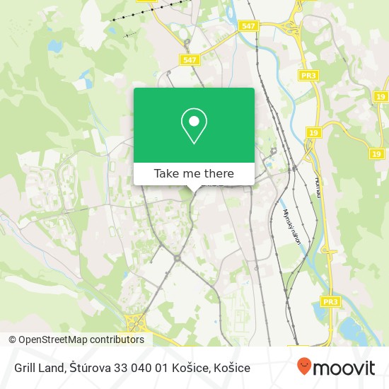 Grill Land, Štúrova 33 040 01 Košice mapa