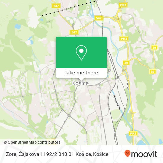 Zore, Čajakova 1192 / 2 040 01 Košice mapa