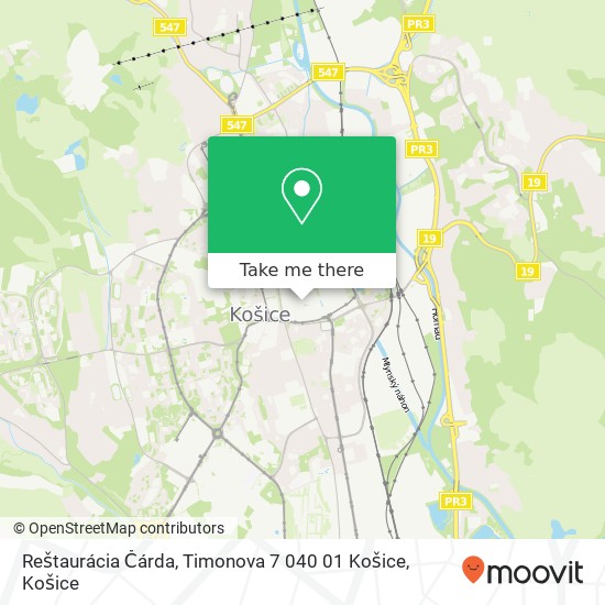 Reštaurácia Čárda, Timonova 7 040 01 Košice mapa