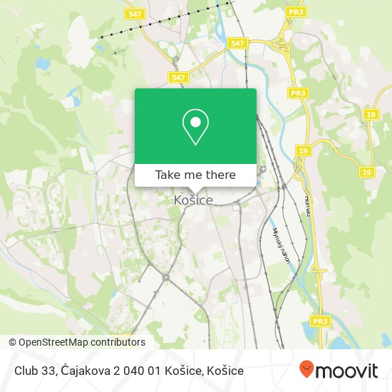 Club 33, Čajakova 2 040 01 Košice mapa