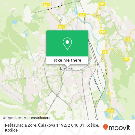 Reštaurácia Zore, Čajakova 1192 / 2 040 01 Košice mapa