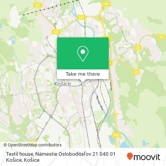 Textil house, Námestie Osloboditeľov 21 040 01 Košice mapa