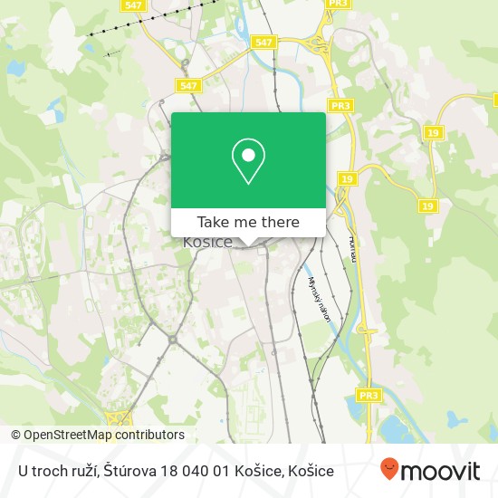 U troch ruží, Štúrova 18 040 01 Košice mapa